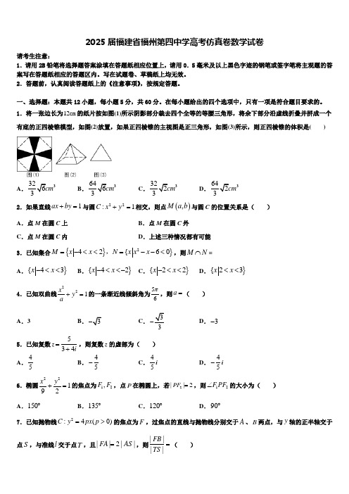 2025届福建省福州第四中学高考仿真卷数学试卷含解析