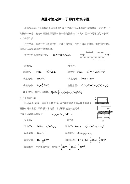 专题一_动量守恒定律_子弹打木块