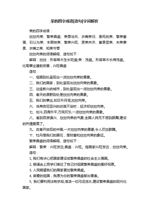 荣的四字成语造句字词解析