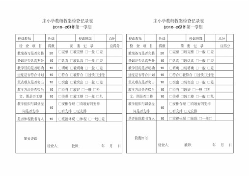 教(学)案、作业、记录检查记录表