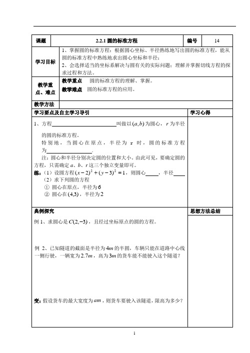 14-(教学案)2.2.1圆的标准方程