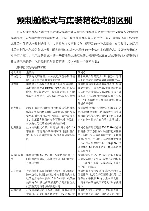 预制舱模式与集装箱模式的对比