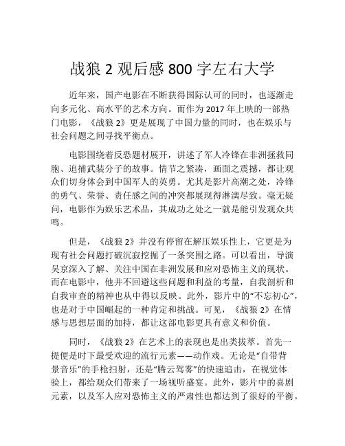 战狼2观后感800字左右大学