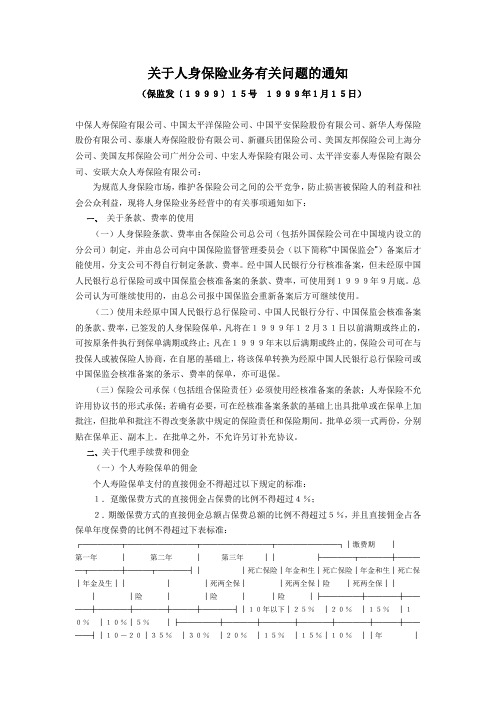 中国保险监督管理委员会关于人身保险业务有关问题的通知