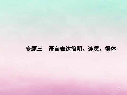 2019版高考语文一轮复习 第三部分 语言文字运用 专题三 语言表达简明、连贯、得体课件