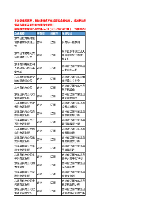 2020新版吉林省辽源电力工商企业公司名录名单黄页联系方式大全92家