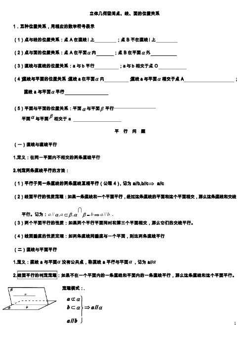 必修2立体几何线面、面面平行、线面、面面垂直2