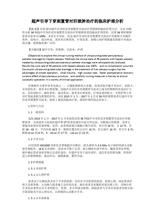 超声引导下穿刺置管对肝脓肿治疗的临床护理分析