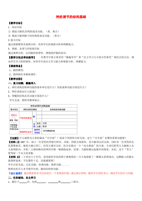 七年级生物下册 第3单元 第5章 第2节 神经调节的结构基础(第3课时)教案1 (新版)济南版