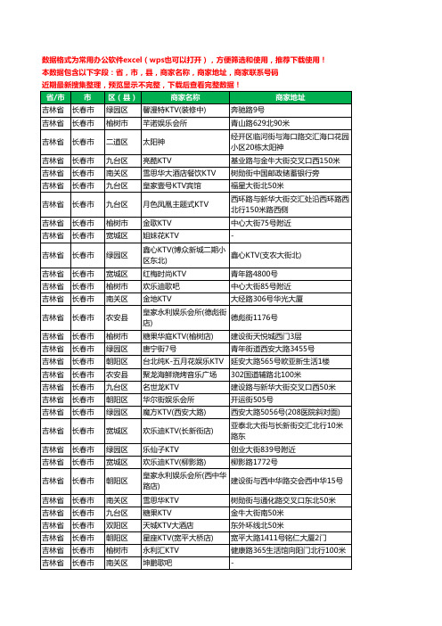 2020新版吉林省长春市KTV工商企业公司商家名录名单联系电话号码地址大全280家