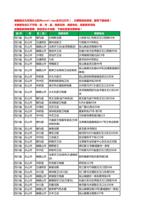 2020新版四川省乐山市卫浴工商企业公司商家名录名单黄页联系电话号码地址大全557家