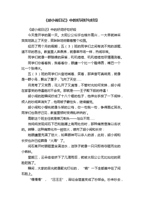 《胡小闹日记》中的好词好句好段