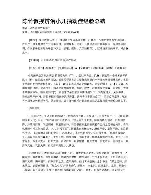 陈竹教授辨治小儿抽动症经验总结