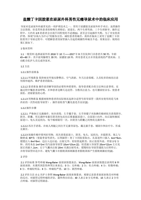 盐酸丁卡因胶浆在泌尿外科男性无痛导尿术中的临床应用