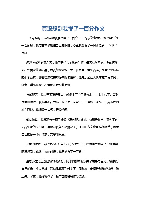 真没想到我考了一百分作文