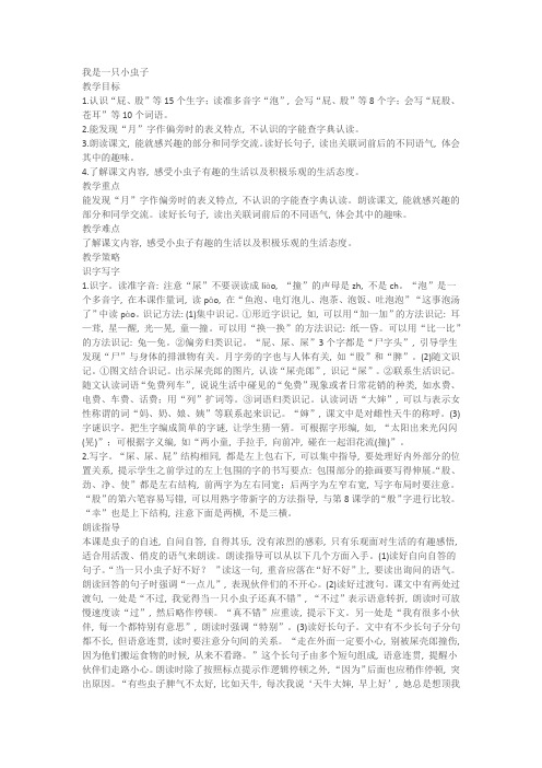 《我是一只小虫子》教案教学设计