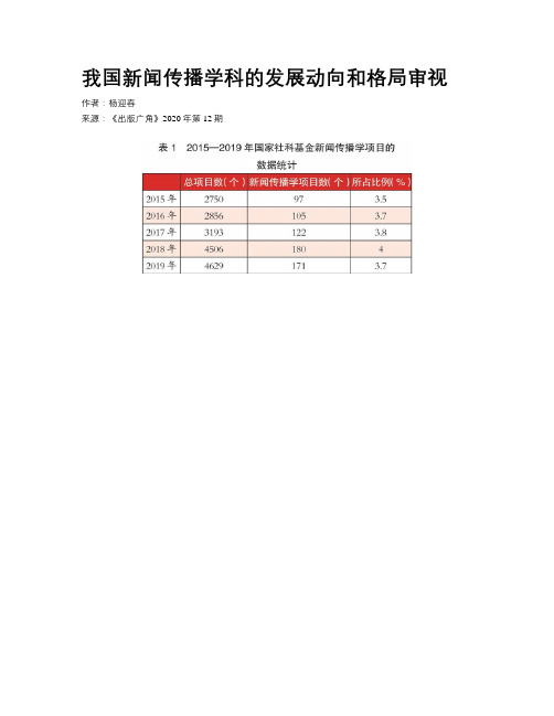 我国新闻传播学科的发展动向和格局审视