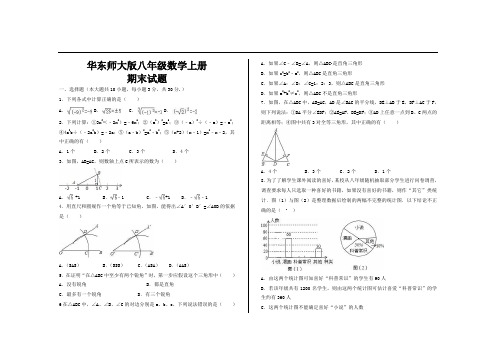 最新华东师大版八年级数学上册期末试题