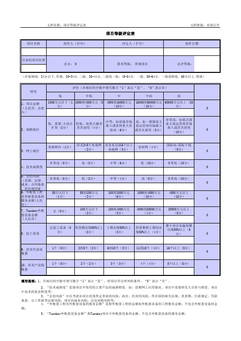 T1_03 项目等级评定表