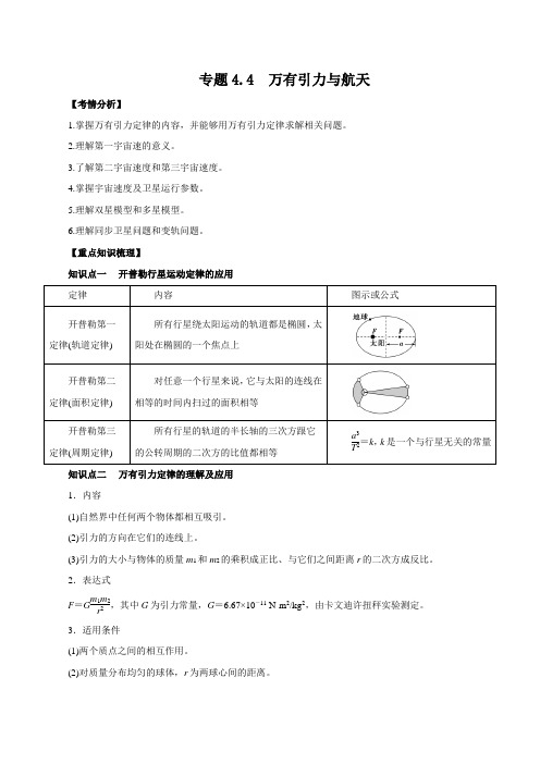 4.4 万有引力与航天(精讲)(原卷版)