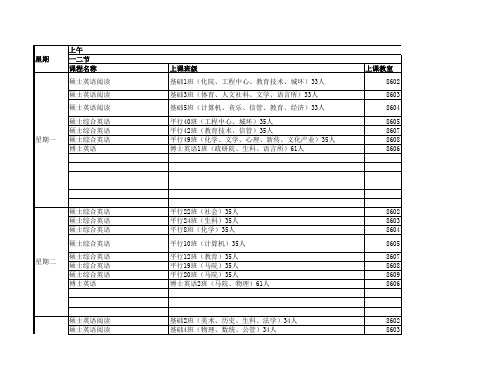 2013年下半年研究学术型硕士课程安排表