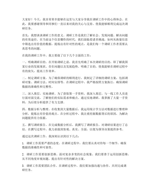 调研工作个人交流发言稿