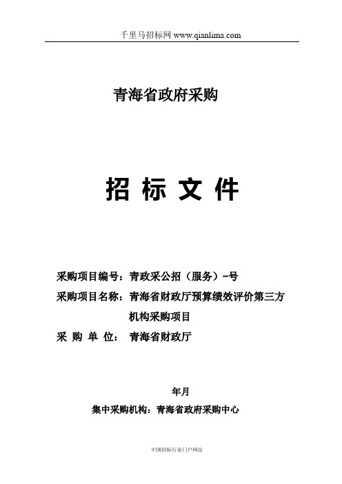 财政厅预算绩效评价第三方机构采购项目招投标书范本