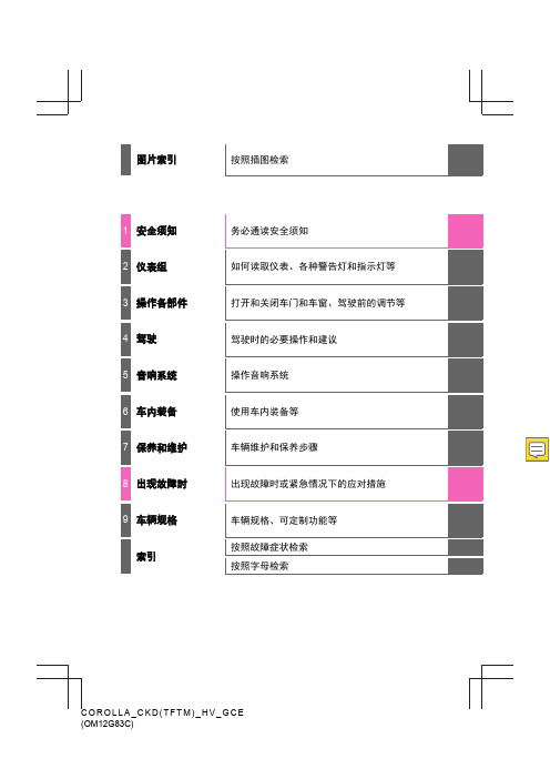 丰田车系卡罗拉(双擎)轿车用户使用手册【含书签】