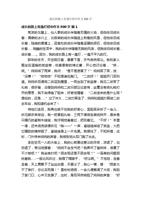 成长的路上有盏灯初中作文800字