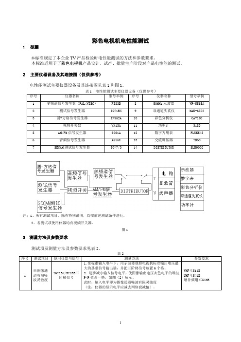 某公司彩色电视机电性能测试