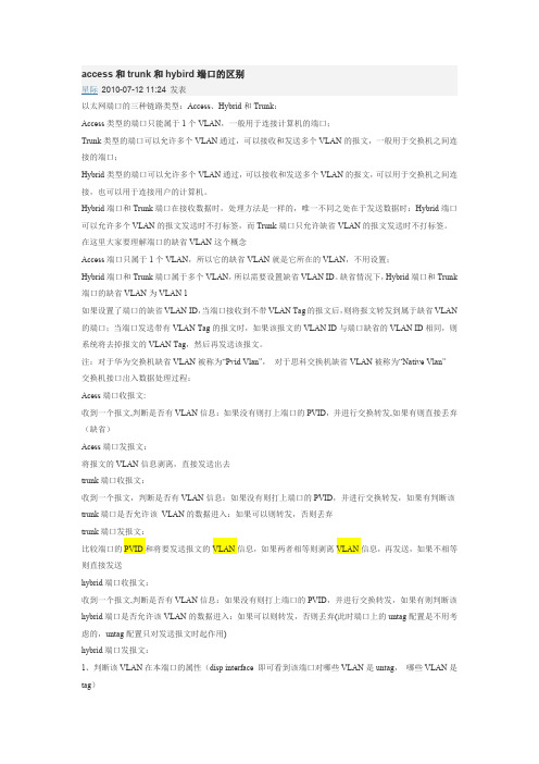 ACCESS和TRUNK和HYBIRD端口的区别