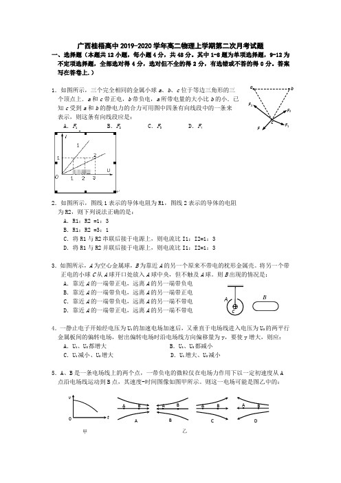 广西桂梧高中2019-2020学年高二物理上学期第二次月考试题[含答案]