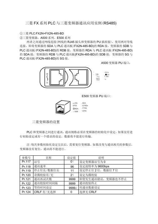 三菱FX系列PLC与三菱变频器通讯应用实例RS485