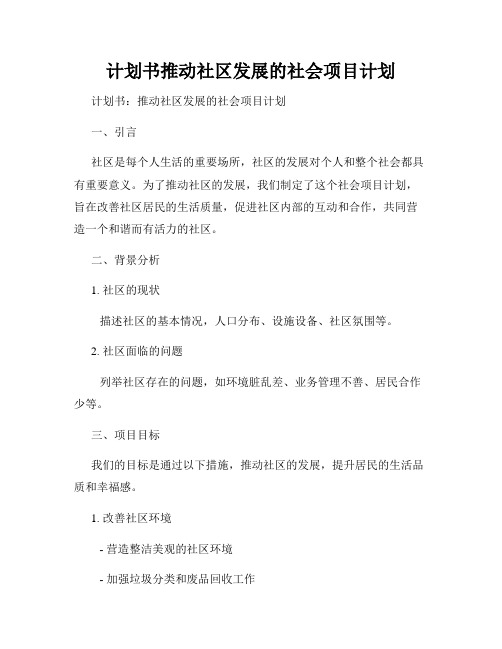 计划书推动社区发展的社会项目计划