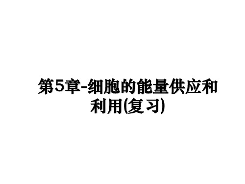 最新第5章-细胞的能量供应和利用(复习)教学讲义PPT课件