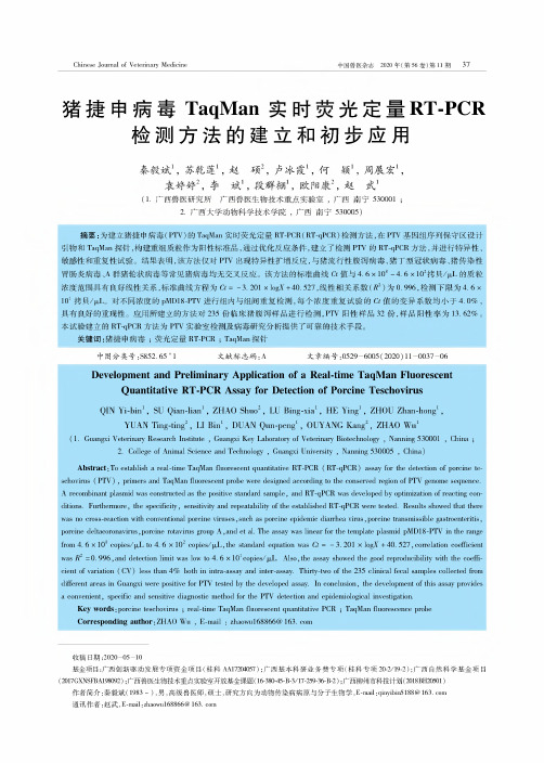 猪捷申病毒TaqMan实时荧光定量RT-PCR检测方法的建立和初步应用