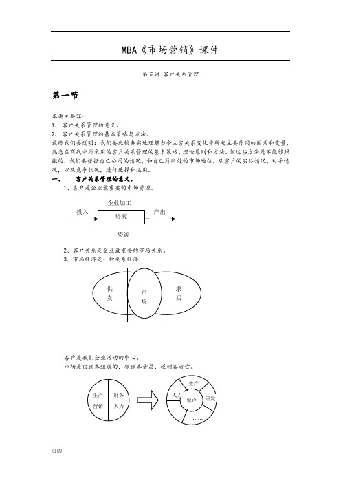 MBA《市场营销》第五讲-客户关系管理