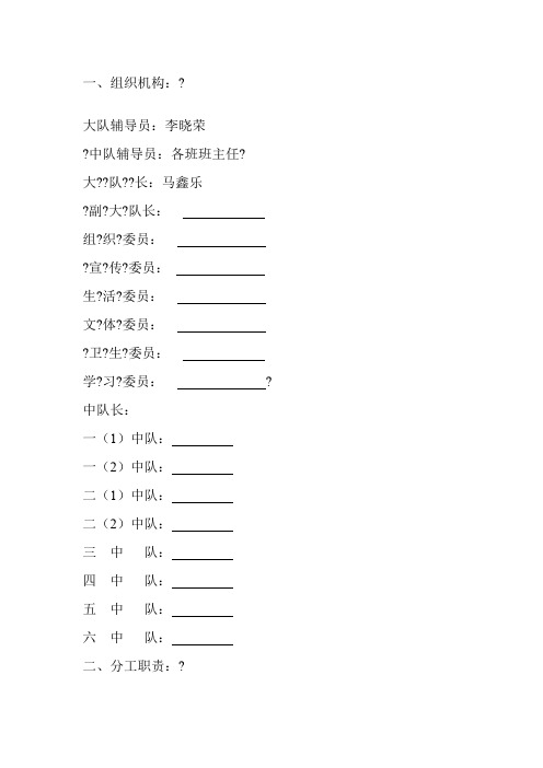 少先队组织机构及分工职责