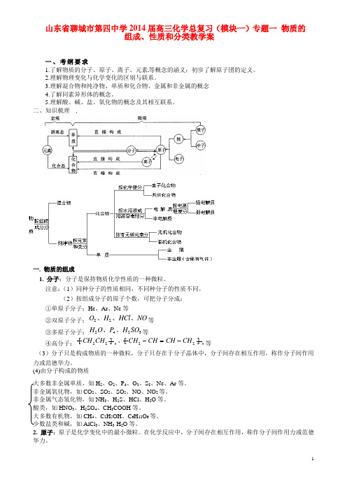 山东省聊城市第四中学高三化学总复习(模块一)专题一 