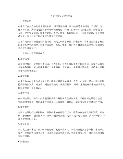 关于皮带安全管理制度