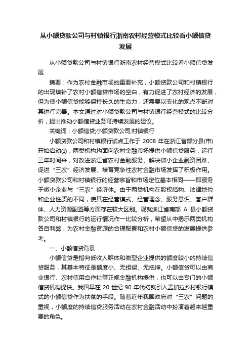 从小额贷款公司与村镇银行浙南农村经营模式比较看小额信贷发展