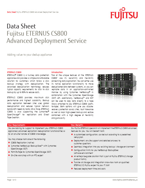 Fujitsu ETERNUS CS800高级部署服务数据表说明书