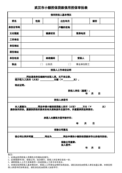 信用担保审批表-信用(小额贷款)