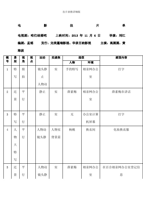 拉片表格详细版