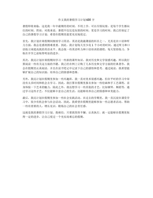 作文我的暑假学习计划600字