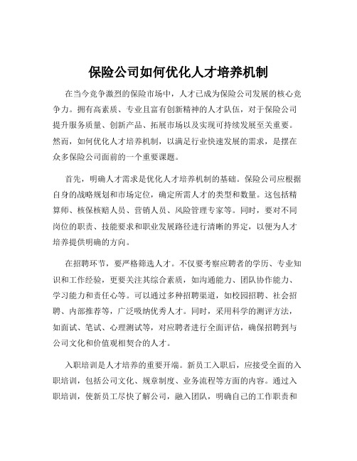 保险公司如何优化人才培养机制