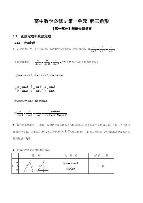 高中数学必修5之解三角形(教师版)