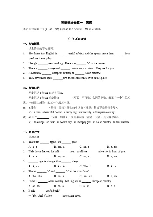 英语语法专题一-冠词