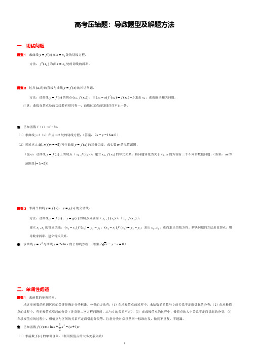 高考导数题型及解题方法总结