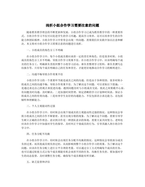 浅析小组合作学习需要注意的问题